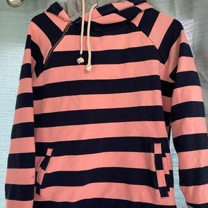 Ampersand Ave & Double Hoodie Pink Striped Medium